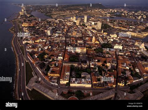 Colombia Aerial view of the walled city of Cartagena Stock Photo - Alamy