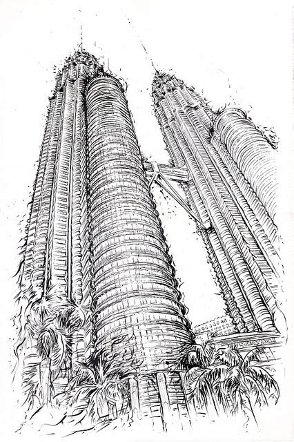 Twin Towers Drawing ~ Petronas Towers | Dekorisori