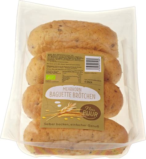 Nur Puur Bio Mehrkorn Baguette Brötchen 4 Stück 6 x 300g online kaufen