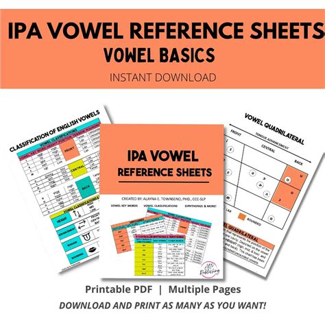 Phonetic Vowel Cheat Sheet Phonetics Vowel Charts Ipa Vowel Printables Speech Therapy