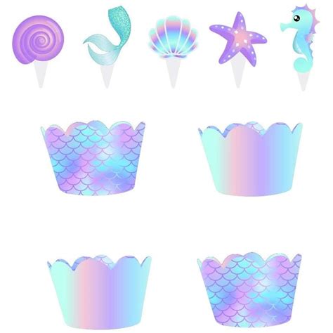 Buy Mermaid Cupcake Toppers Mermaid Tail Cupcake Toppers Set Mermaid