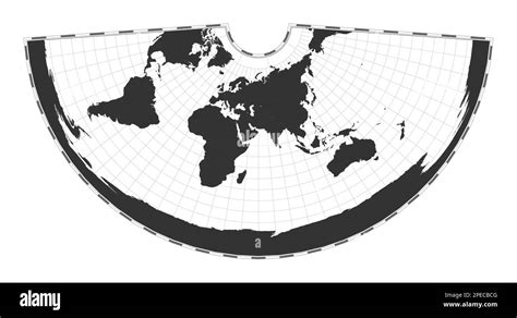 Vector Weltkarte Konische Quidistante Projektion Geografische Karte