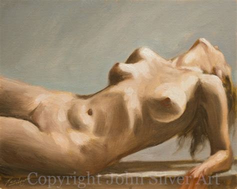 Nude Female Figurative Painting Original Oil Painting 30 X 24 Cm John Silver Art