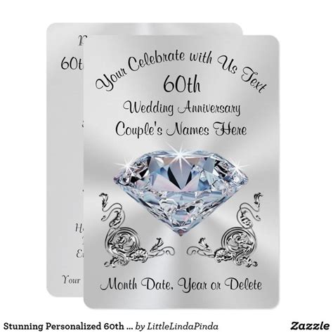 Stunning Personalized 60th Diamond Invitations Diamond