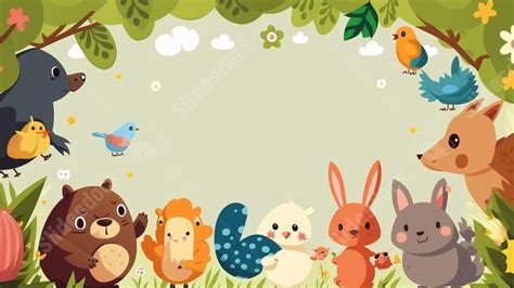 Cute Illustration Of Small Animals And Plants Powerpoint Background For ...