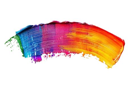 Premium Photo Vibrant Rainbow Paint Stroke On White Background