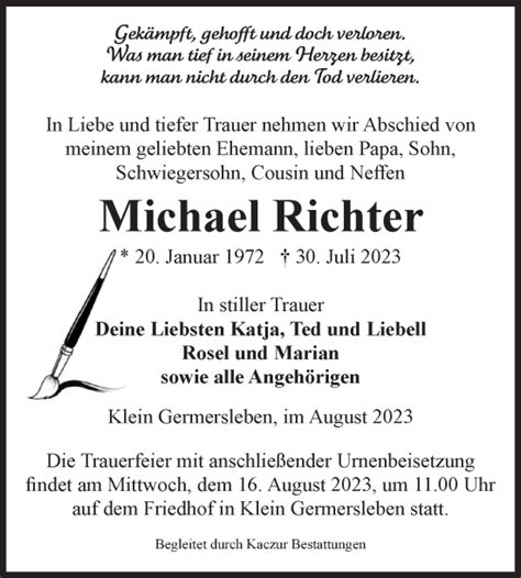 Traueranzeigen Von Michael Richter Abschied Nehmen De