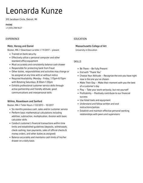 Teller Resume Samples Velvet Jobs