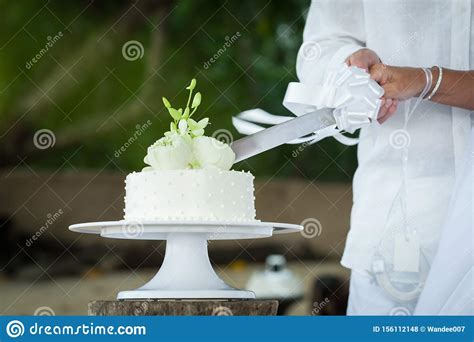 Wedding Cutting A Wedding Cake On Wedding Day Stock Photo Image Of