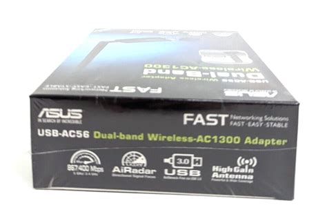 T ASUS USB AC56 Wi Fi Dual Band Wireless Adapter Black USB 3 0 AC1300