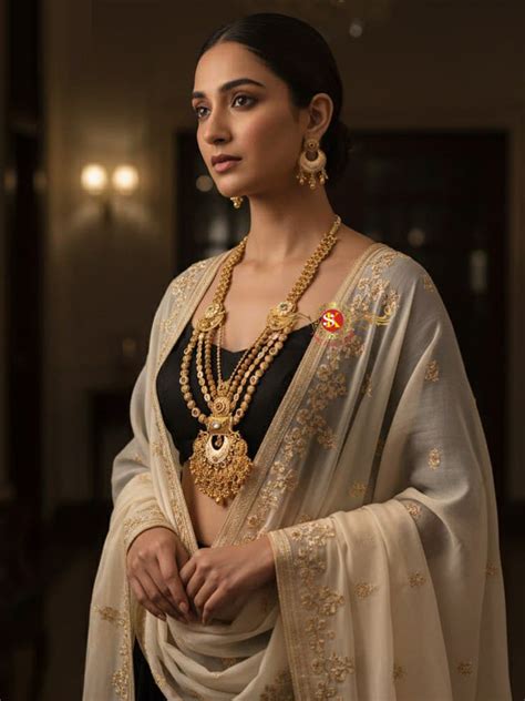 women antique brass kundan rani haar necklace jewelry set