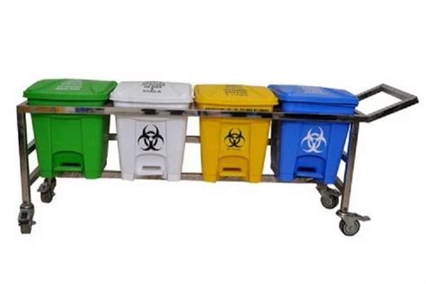 Mild Steel Ms Dustbin Trolley For Industrial Load Capacity 50 100 Kg