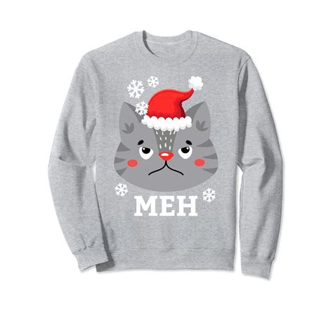 Funny Cat Face & Santa Hat Funny Pets Kitten Feline Grumpy Sweatshirt