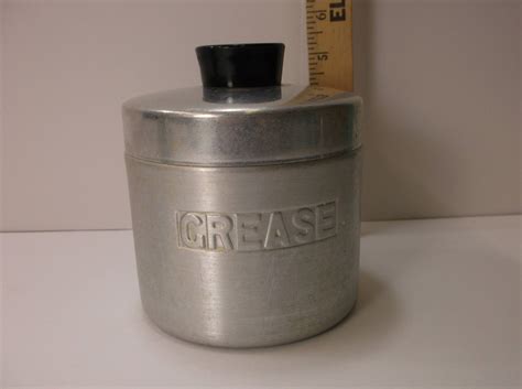 1950 S Vintage Range Top Aluminum Grease Can Jar Canister With Strainer