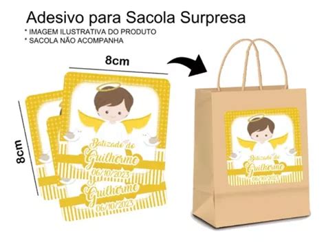 Adesivos Personalizados Para Sacola Batizado Amarelo Parcelamento