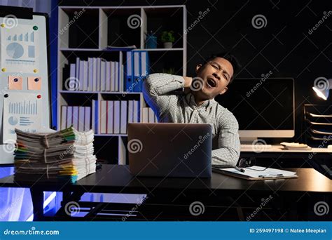 Yawn Burnout And Tired Businessman Is Sleepy In The Office From Deadlines Overworked And