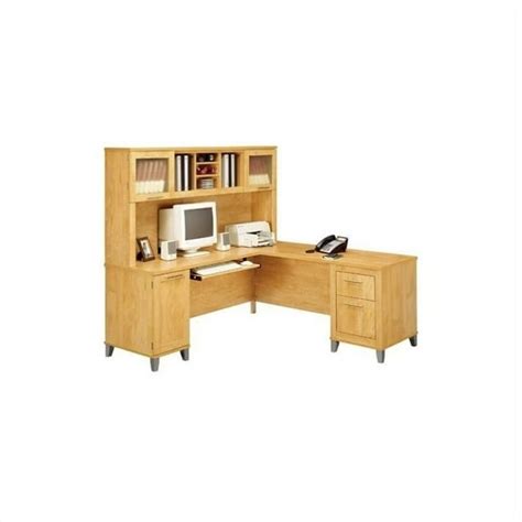 Bush Furniture Somerset L Shaped Desk Home Office Set In Maple Cross