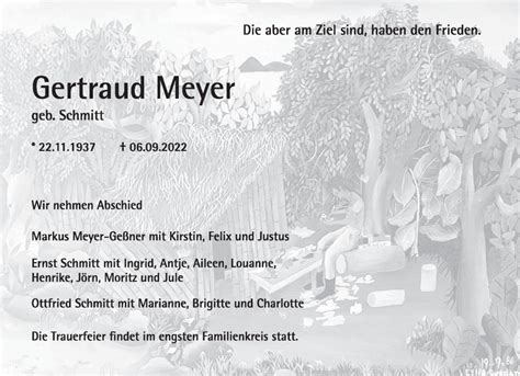 Traueranzeigen Von Gertraud Meyer Saarbruecker Zeitung Trauer De