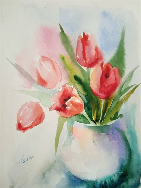 Watercolor Tulip Paintings