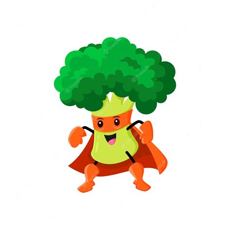 Premium Vector Cartoon Broccoli Super Hero Vegetable Character