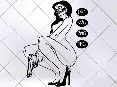 Skeleton Women Holding Gun Svg Graphic By Celestialillustart Creative