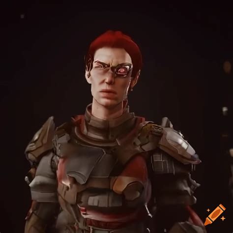 Artwork Of A Sci Fi General Elf With Red Hair And Red Eyes On Craiyon