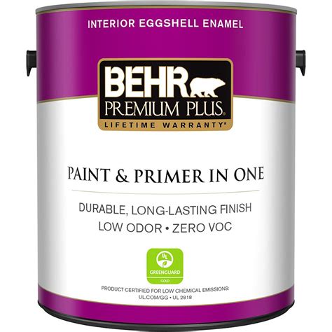 BEHR Premium Plus 1 Gal Ultra Pure White Eggshell Enamel Zero VOC