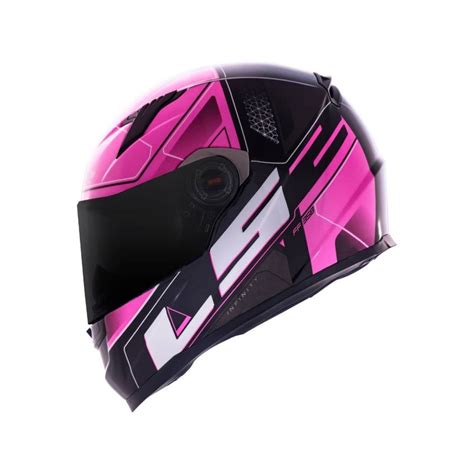 Capacete Ls Ff Ultra Preto Rosa Gts Motos