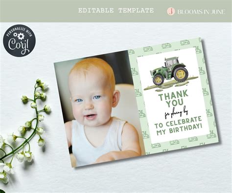 Tractor Farm Theme Thank You Card Thanks For Plowing By Farm Animal