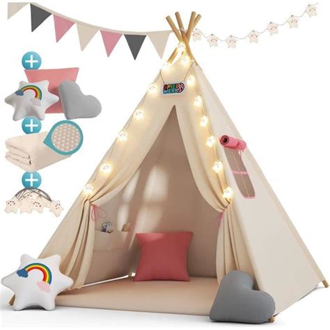 Spielwerk Tipi Enfant Avec Tapis Tente De Jeu Enfants Guirlande