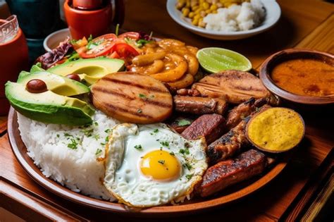 Premium Photo Traditional Colombian Food Bandeja Paisa In A Restaurant