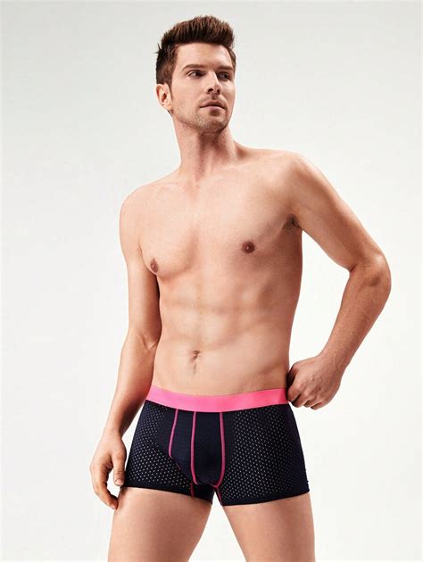 Men Contrast Binding Boxer Brief Shein Usa