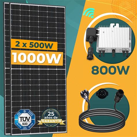 1000W Kit Solar Fotovoltaico Autónomo 2 Solar Panels de 500W Deye