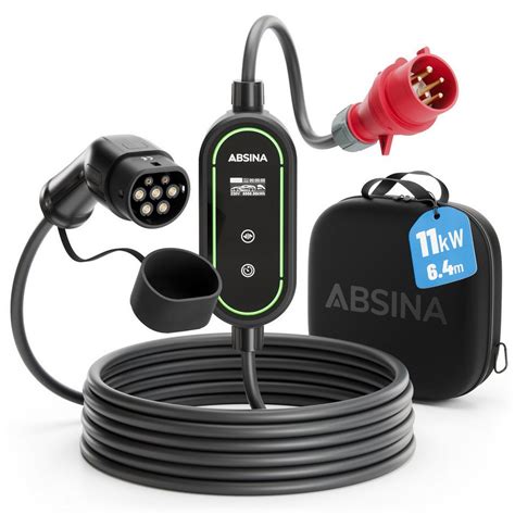 Absina Ladekabel Cee 16a Auf Typ 2 Mit Einstellbarer Ladeleistung 11kw