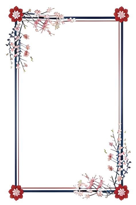 AI Generated Sakura Border Frame Japanese Border Frame PNG Transparent