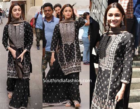 Alia Bhatt in a black sharara suit at Kalank song launch