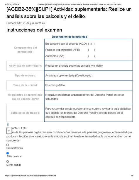 Examen ACDB 2 15 SUP 1 Actividad suplementaria Realice un análisis