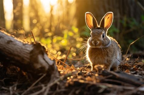 Premium AI Image A Rabbit Is Sitting In The Woods With The Sun Shining