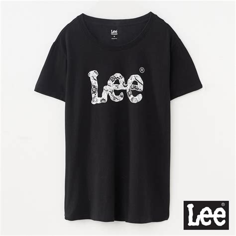 Lee 蕾絲logo短袖圓領tee 女 黑色 T恤 Yahoo奇摩購物中心