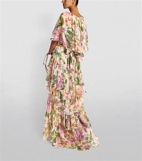 Dolce And Gabbana Silk Floral Print Layered Maxi Dress Harrods Us