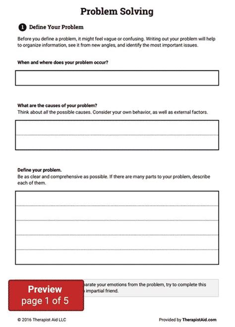 Problem Solving Therapy Worksheets