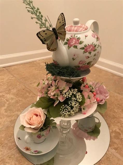 Tea Party Floral Teapot Centerpiece Etsy Tea Party Centerpieces