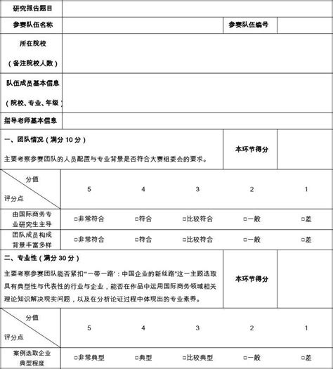 全国商务案例大赛评分表word文档在线阅读与下载文档网