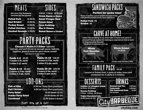 Menu at City Barbeque, Lexington, Richmond Rd