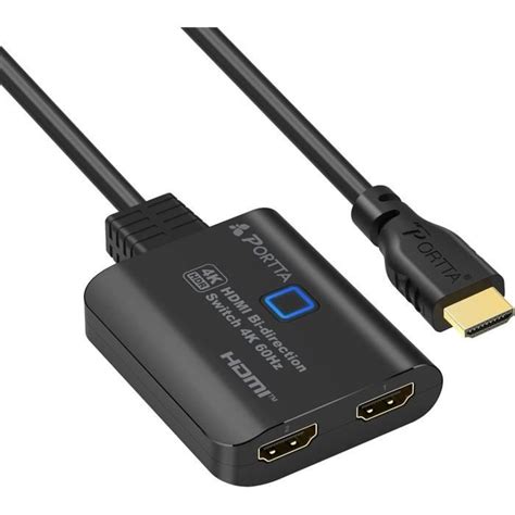 Hdmi Switch 4K 60Hz Avec 60Cm Fixed Hdmi Cable Bi Bidirectionnel Hdmi