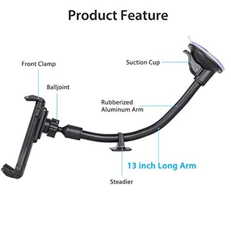 EEEKit Car Tablet Holder Long Arm Suction Cup Mount For 4 12 Tablet