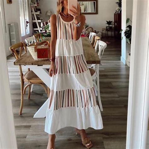 Full Of Personality Striped Maxi Dress In 2020 Striped Maxi Dresses Striped Sleeveless Dress