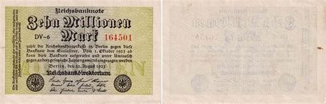 Inflation Banknote 10 Millionen Mark 1923 Kn Nr Rot 6 Stellig