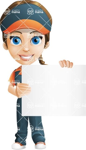 Female Delivery Service Worker Cartoon Vector Character Sign