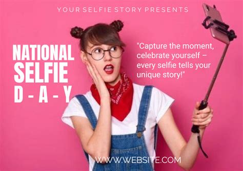 Red Joyful National Selfie Day A4 Template Postermywall